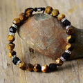 Lovers Gift Europe and the United States Fashion Woven Natural Stone Crystal Tiger Eye Stone Black Agate Gem Bracelet for Men