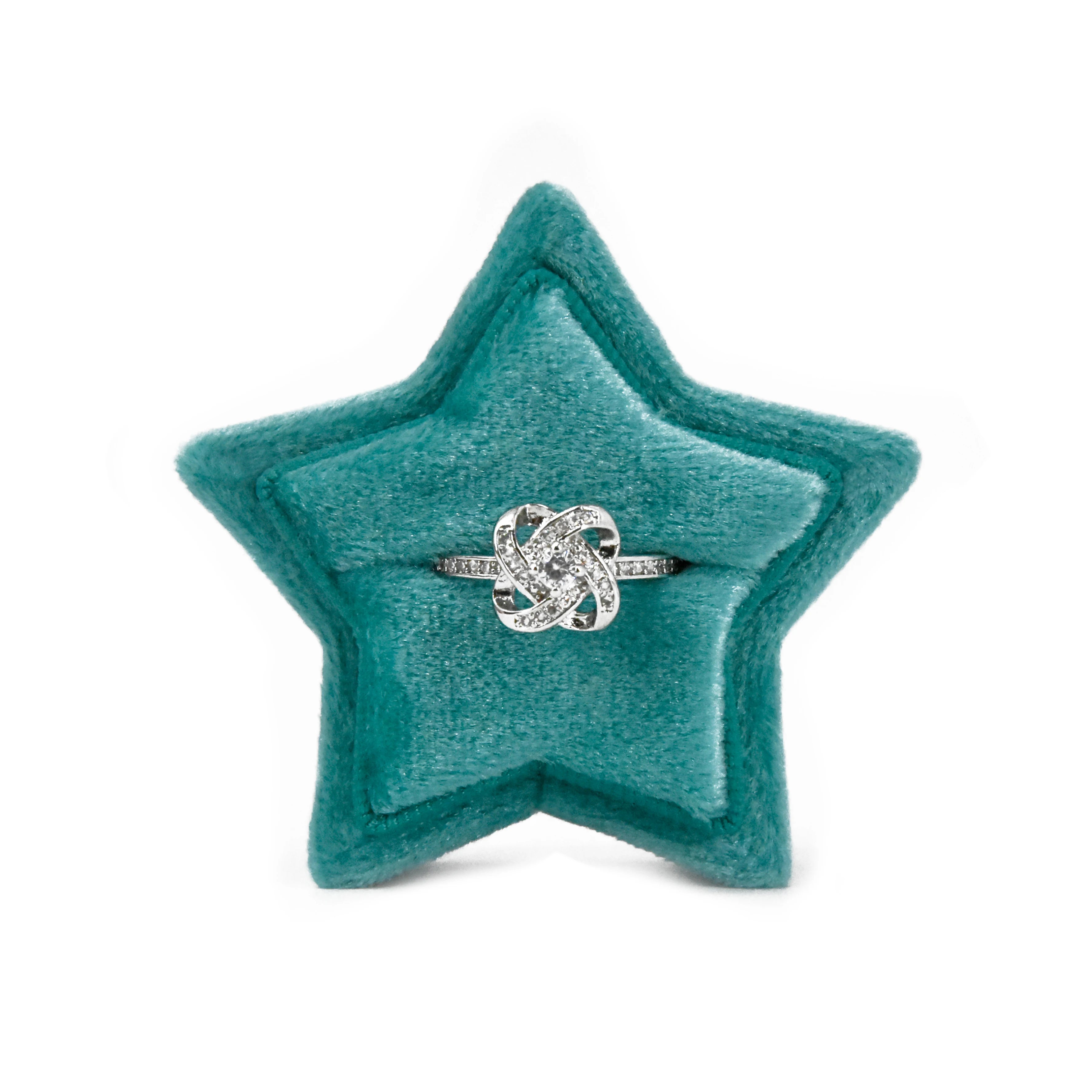 Spot Moq 2pcs Custom Jewelry Box Wholesale Star Shape Luxury Velvet Ring Box With Own Logo