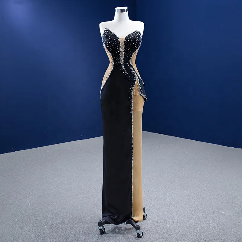 Jancember 222110 Crystal Black and Gold Sleeveless Sequins Prom Evening Dress for Women