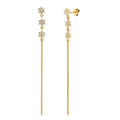 Grace 925 Sterling Silver Fashion Snowflake Zircon Tassel Chain Earrings for Women Wholesale