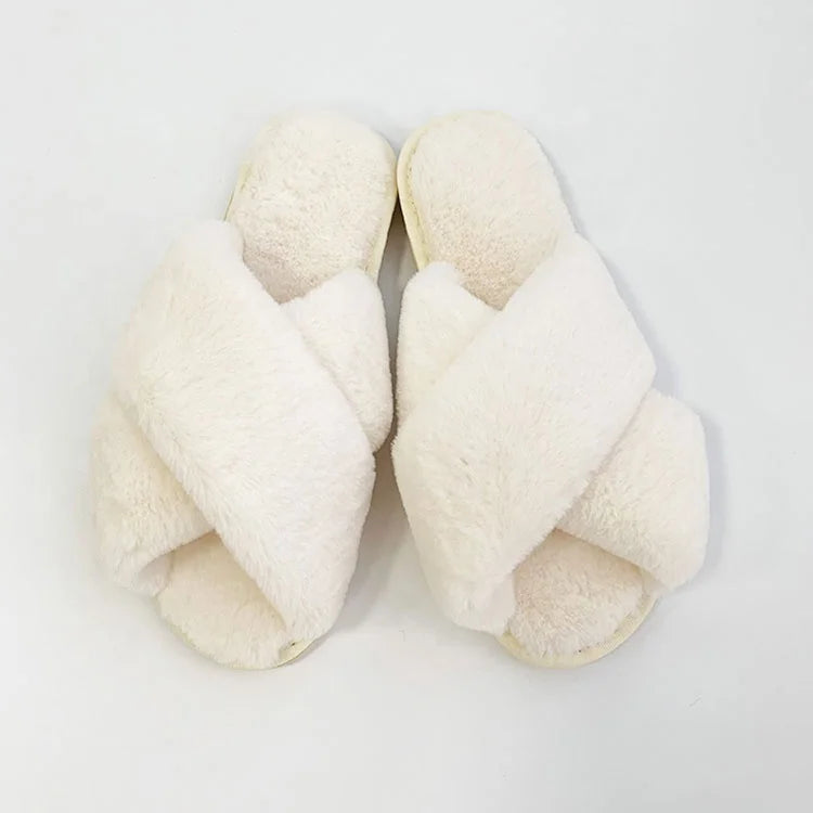 2024 Hot Selling Cross Strap With Soft Sole Winter Indoor Plush Fluffy Fuzzy Home House Wholesale Cheap Shoes Slippers for Women MegaBDM
