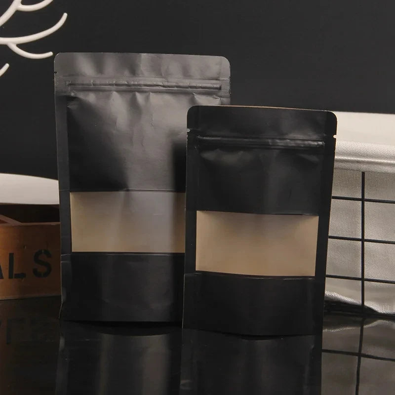 Hot Sale Factory Price Matt Food Kraft Paper Ziplock Bag Doypack Stand up Zipper Pouch with Window
