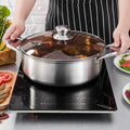 Zunck Hot Selling Silver Gold Stainless Steal Insulated Hot Pot Food Warmer Containers Restaurant Hot Pot with Lid and Divider