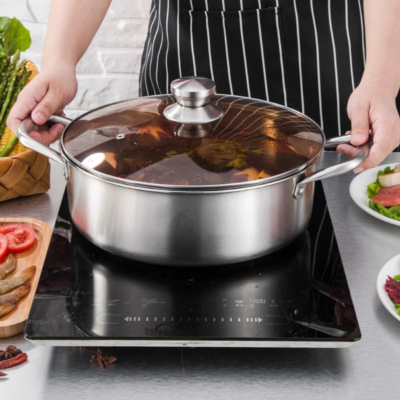 Zunck Hot Selling Silver Gold Stainless Steal Insulated Hot Pot Food Warmer Containers Restaurant Hot Pot with Lid and Divider