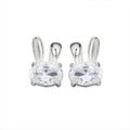 Hot-Selling 925 Sterling Silver Oval 5A Zirconia Rhodium-Plated Cute Bunny Women's Earrings