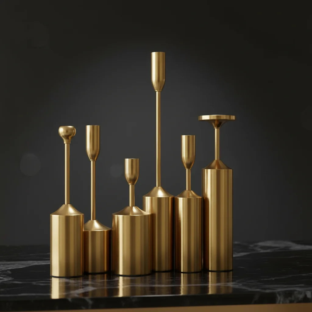 6Pcs Modern Romantic Taper Candle Holders Set Metal Decorative Candlestick Wedding Dining Party Christmas Fits Thick Candles Box