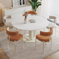 Italian Cream Dining Table and Chair Combination Home Small Apartment White Round and Rectangular Mesas De Comedor