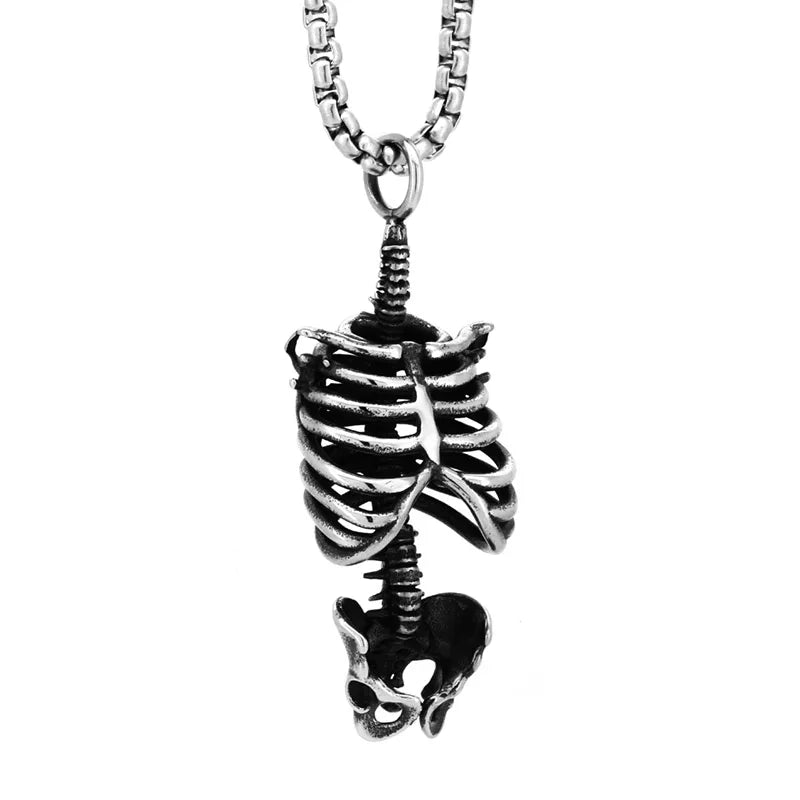 SS8-1141P New Fashion Stainless Steel Skull Rib Skeleton Pendant for Men Punk Biker Vintage Retro Jewelry for Men Wholesale
