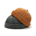 Retro Corduroy Brimless Docker Beanie Landlord Cap Sailor Hat Outdoor Adjustable