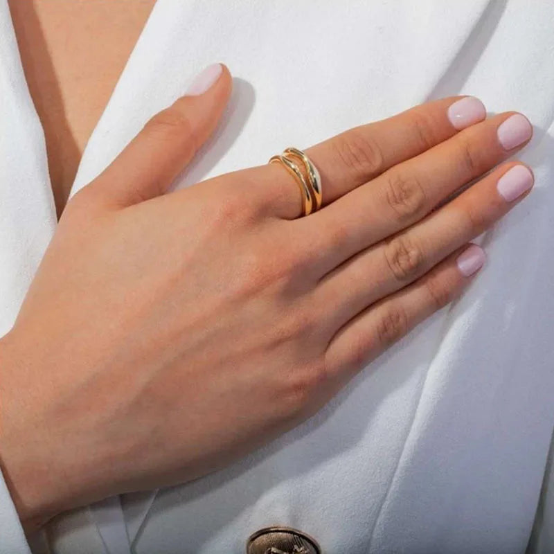 18K Gold Plated Stainless Steel Ring for Women Trendy New Stainless Steel Jewelry