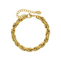 European and American Style Simple Cool Chunky Stainless Steel Chain Bracelet 18K Gold Plated Thick Chain Bracelet