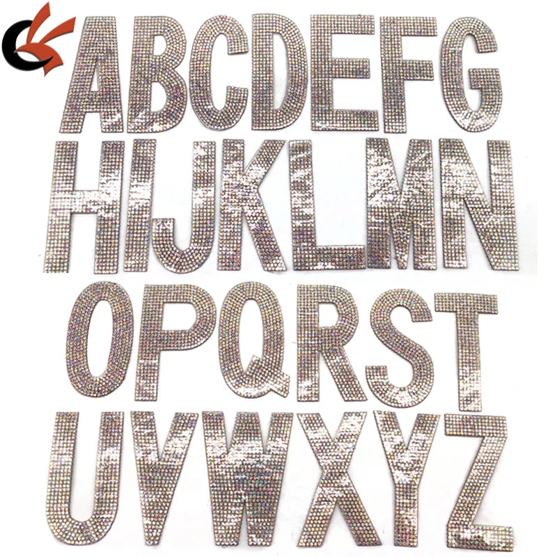 A-Z Alphabet Self-Adhesive Hot Fix Rhinestone Crystals Motif Sheet with All the Letters in the Alphabet