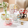 M Korean Delicate Small Floral Bow Ceramic Coffee Mug Girl Heart Home Office Drinking Water Cup