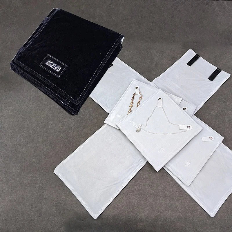 Portable Velvet Envelope Design Necklace Organizer Travel-Friendly Jewelry Packaging Bag Velcro Closure Luxury Storage for Rings