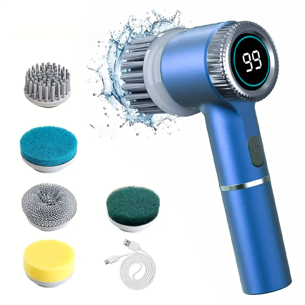 IPX7 Electric Cleaning Brush With 5 Heads Spin Scrubber Brusher for Kitchen Cleaning Power Brush Household Wireless Dish Cleaner