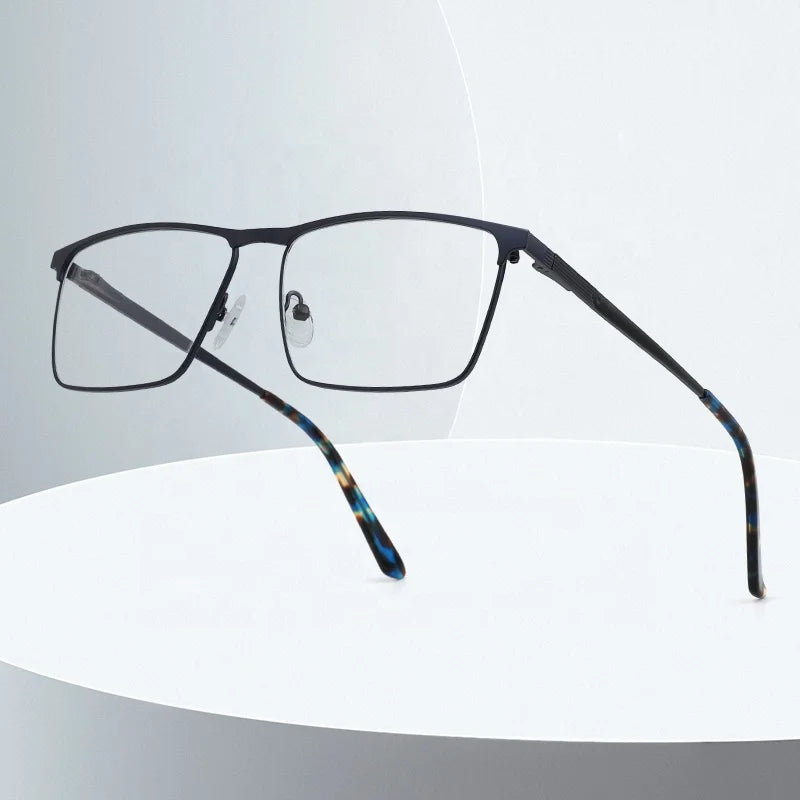 Hot Sale Customized Logo Alloy Square Eyeglasses Frames Prescription Eyewear for Men and Women Optical Frames Factory Direct