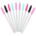 50pcs/bag Disposable Silicone Eyelash Brush Transparent Rod Eyelash Extension Eyelash Mascara Wands Brushes Applicator