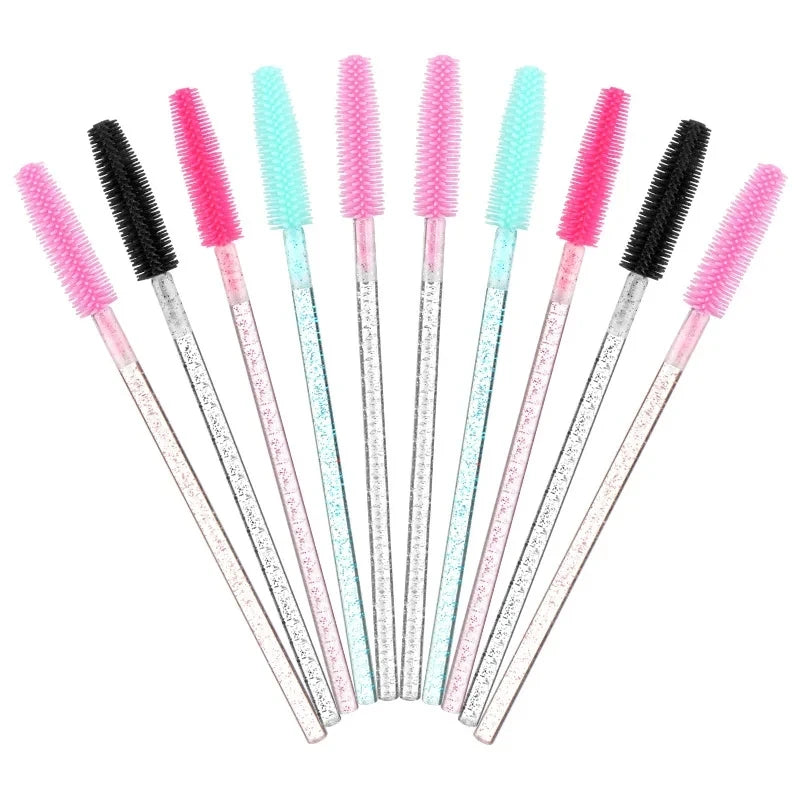 50pcs/bag Disposable Silicone Eyelash Brush Transparent Rod Eyelash Extension Eyelash Mascara Wands Brushes Applicator