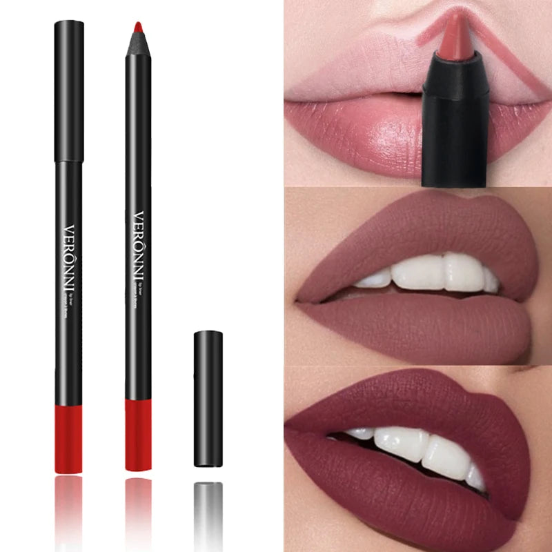 Waterproof 12 Color Lipliner Pencils Wholesale Beautiful Brown Pencils Lip Liner Long Lasting Lip Liner