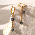 2022 Hot Sale Fashion Stainless Steel Earrings Vintage Premium Black Pearl Pendant Tassel Earrings for Women Girls