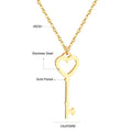 Ason Hot Sale 18K Gold Plated Custom Key Shape Pendant Necklace Stainless Steel Jewelry Gift Jewelry Heart Necklace for Lovers