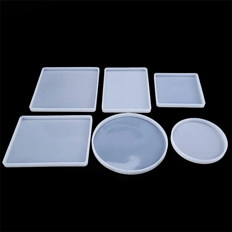 Online Top Seller Product Custom DIY 3D Round Square Tray Heart Shape Cloud Coaster Epoxy Silicone Resin Molds