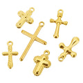 Cross-Border Stainless Steel DIY Embossed Diagonal Necklace Pendant New Gold Cross Pendant Jewelry Religious Charms Accessory