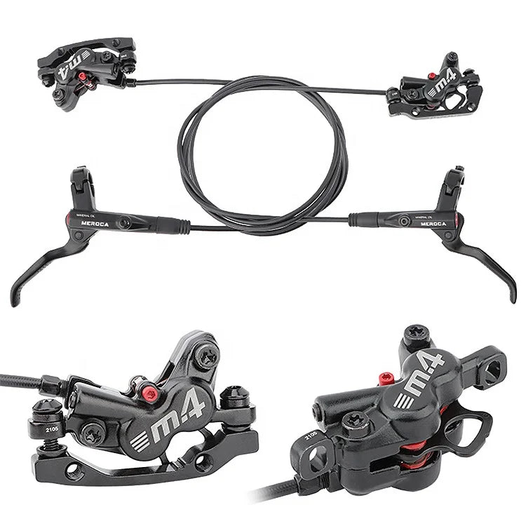MEROCA Factory Price Four-Piston 800 1400mm Bicycle Oil Pressure Hydraulic Disc Brake Set Kit for MTB Road Bike BMX Kids' Bikes