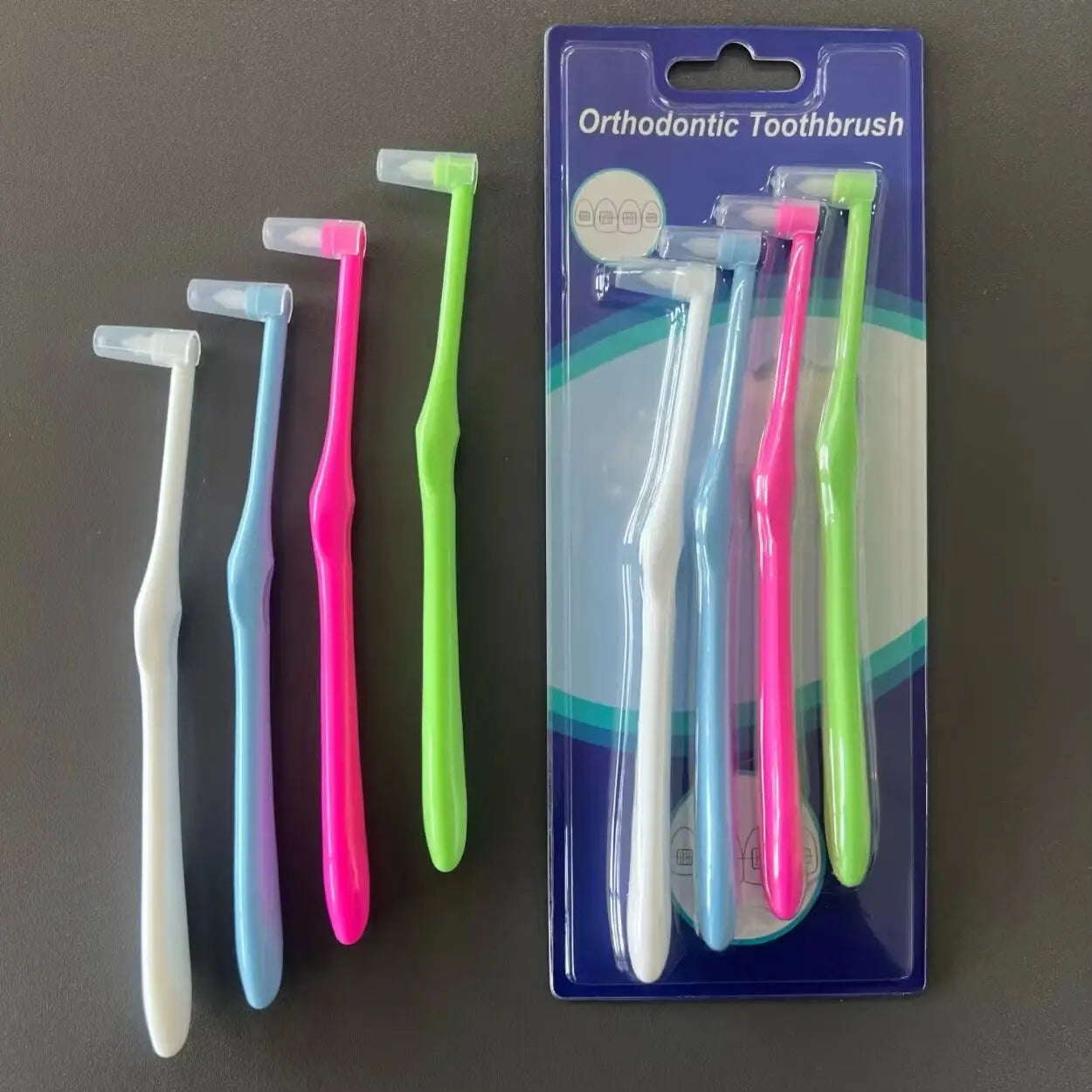 Four Packs Orthodontic Interdental Brush Age-Appropriate Nylon Tooth Stain Eraser for Adults