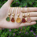 Bohemian Style Stainless Steel Jade Necklace Gold-Plated Carved Buddha Crystal Quartz Factory Cheap Buddhism Pendant Jewelry
