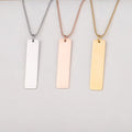 Customizable Geometric Blank Necklaces 18K Gold Plated Mirror Stainless Steel Rectangular Laser Pendant Chain Necklace