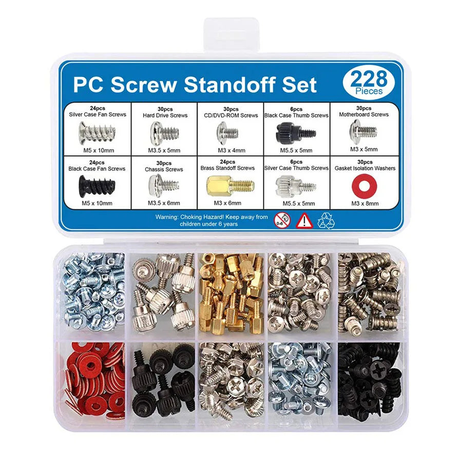 228PCS Computer case Screws Set PC Motherboard Screws