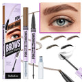 Hellokiss 2025 Tiktok Hot Sales 2 in 1 Dual Head Wild Eyebrow Lift Quick Makeup Set Eyebrow Pencil&Brush Set Kit with Gel Glue