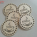 Wooden Crochet Basket Bottom BaseTea WOOD COASTER BASE Round Wooden Basket Top/Lid for Crochet Basket