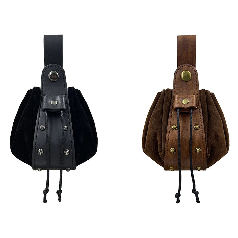 Viking Belt Wallet WJF04 Medieval Nail Bag Pu Pack Vintage Waist Bag with Hanging Belt