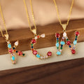 Hot Selling Copper Micro Inlaid Colored Zircon 26 English Letter Personalized Pendant Niche Hip-hop Necklace Collarbone Chain
