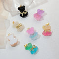 JS1827 Dainty Cute Gummy Multi Colored 18K Gold Plated Over Brass Sugar Jelly Candy Bear with Ribbon Bow Charm Pendants