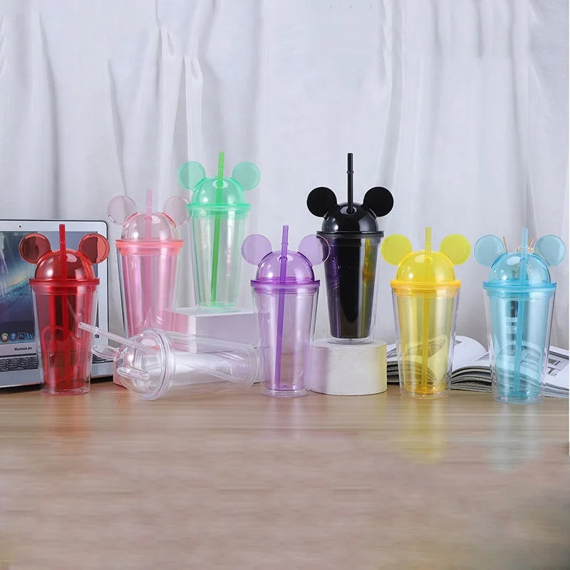 2023 Summer Products Hot 15oz 450ml  Double Wall Plastic Mouse Ear Tumblers
