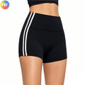Women's High Waist Butt Lift Yoga Shorts With Side Stripes Moisture-Wicking Gym Slim Narrow Fit Running Activewear Shorts