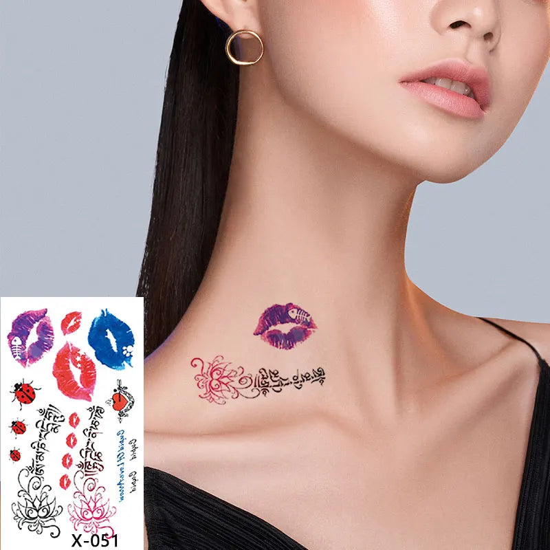 Tiny Words Alphabet Tattoo Stickers Waterproof Temporary Small Flower Tattoos Sticker for Men Women