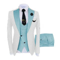 New Design Light Blue Mens Business Suits for Men Blazer Vest Pants Set Men's Groom Tuxedos Wedding Suit 3 Pieces Set