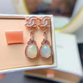 Dubai 925 Sterling Silver Rose Gold Luxe Natural Opal Earrings for Women Gold Plated with Low MOQ for Wedding Party or Gift