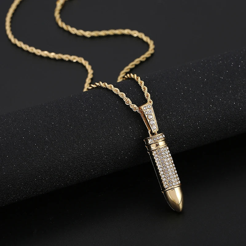 Men's Stainless Steel Cute Hip Hop Lab Created Princess Cut Natural Stone Shell Pendant Necklace Strand Chain Personalized Style