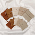 PUPPYSEW Dark Brown 8*8cm MicrofiberJewelry Bag With Insert Pad  High Quality Velvet NecklaceEarrings Packaging Bag With Logo