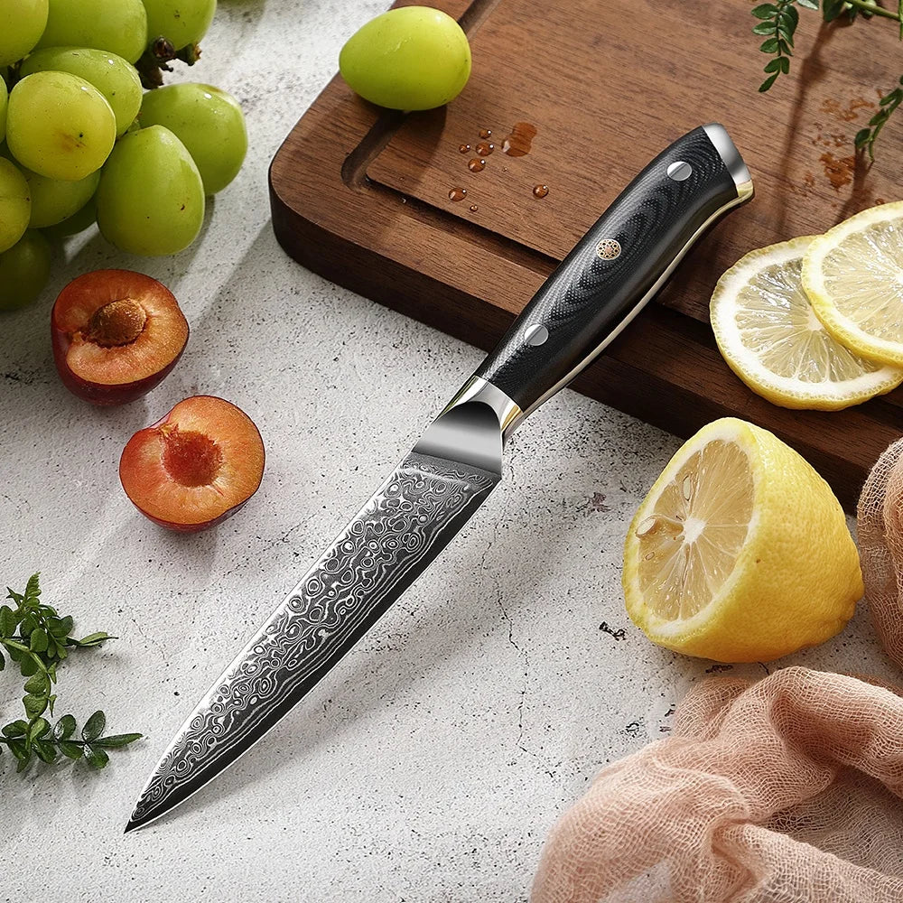 5 Inch Utility Knife JDH Damascus Kitchen Knife 67 Layers Damascus Steel with G10 Handle Factory Wholesale MegaBDM