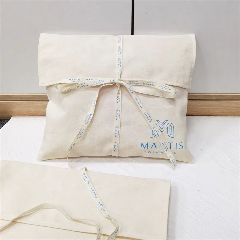 Chuanghua Custom Logo Printing White Envelope Cotton Canvas Clothes Envelope Dust Bag With Cotton Bow Envelope Dust Pouch