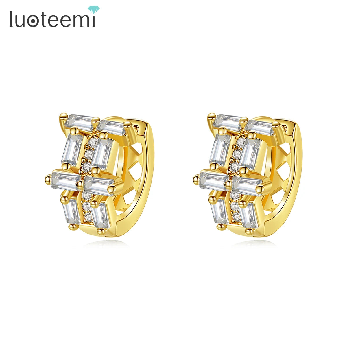 LUOTEEMI Traditional Fashion Flower Zircon Dainty Cheap Wholesale Jewelry Chunky Beautiful Woman Earring 2025