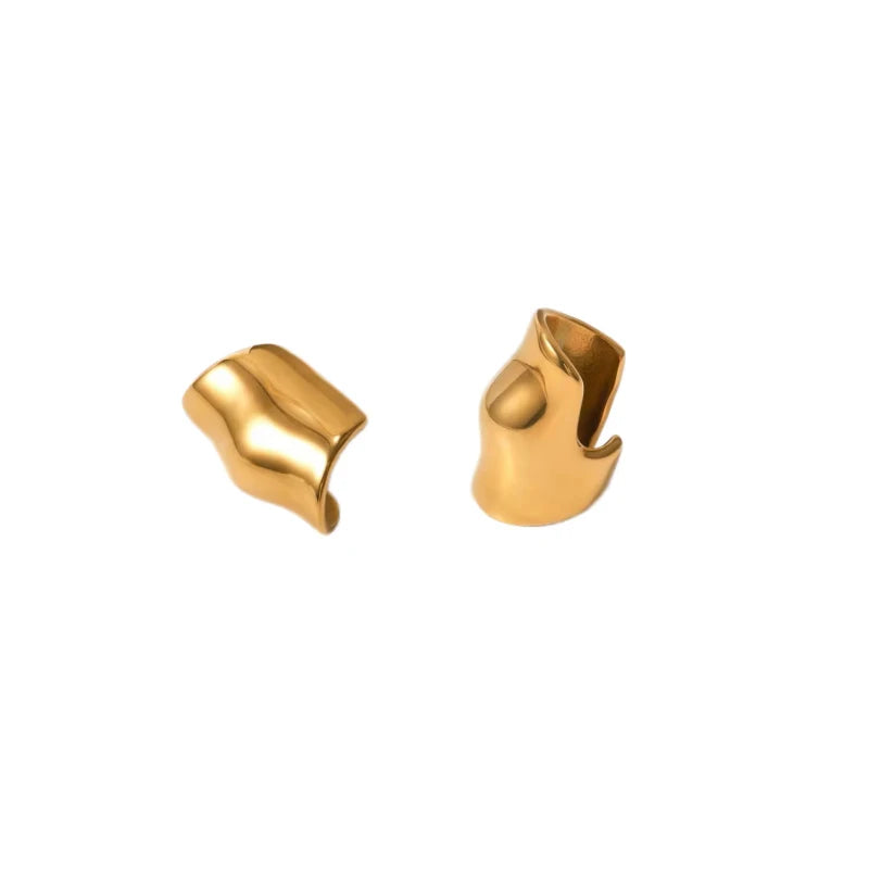 New Trendy 18k PVD Gold Plated Jewelry Earrings Bone Design Stainless Steel Ear Cuff Earring
