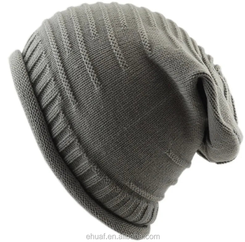 Fashion Good Quality Acrylic Beanie Hat Wholesale Long Baggy 11.8" Bamboo Knit Warm Winter Cheap Beanie