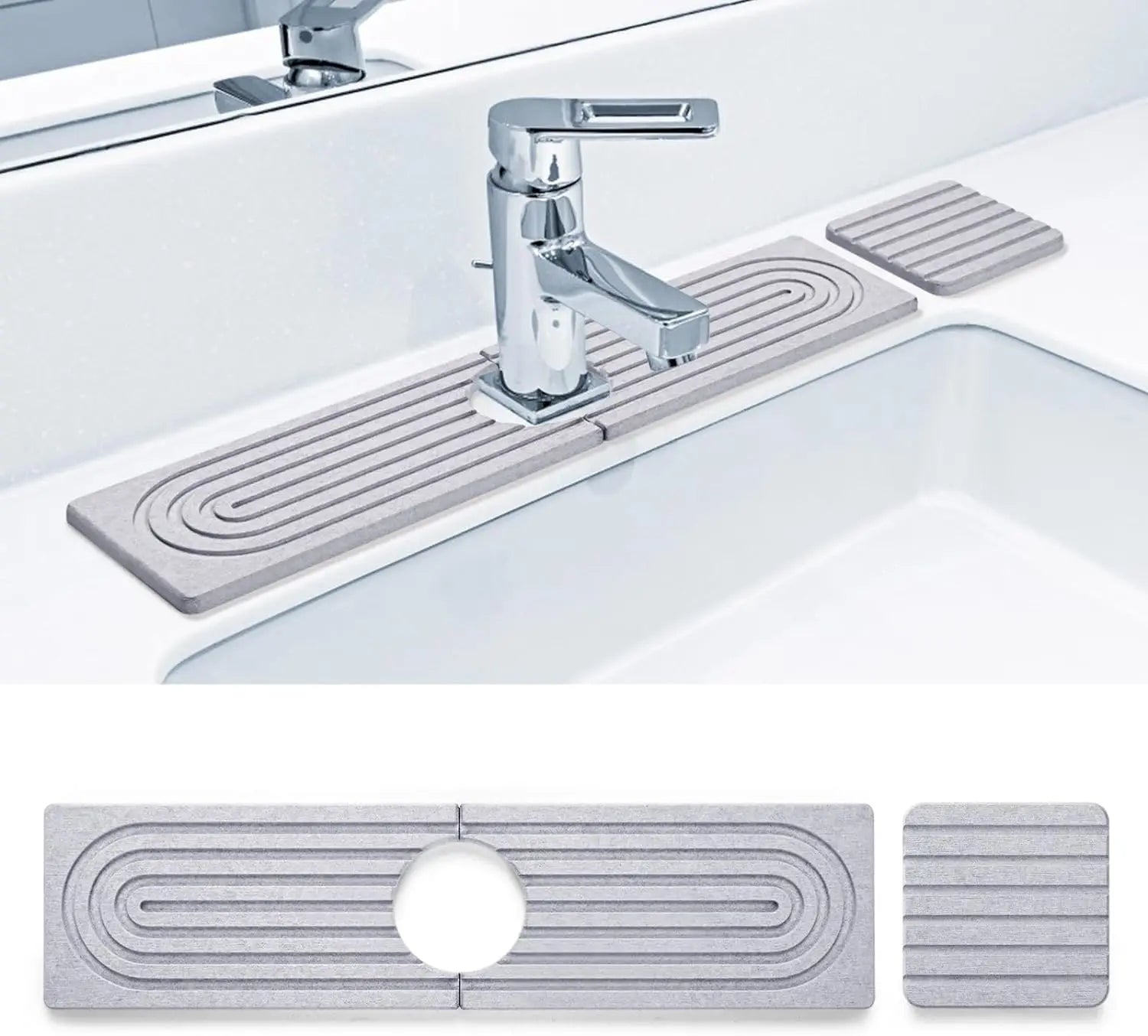 Faucet Mat for Kitchen Sink Diatomaceous Earth Kitchen Sink Splash Guard Water Absorbing Stone Tray for Sink